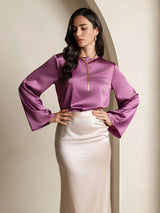 [Tumma Violetti] SilkSilky-FI Long Sleeve Boat Neck Pusero 004
