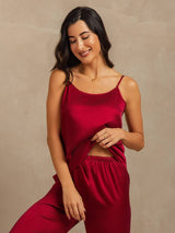 [Viini] SilkSilky-FI 19Momme Spagettihihna Syvä Pyöreä Pääntie Camisole Setti 007