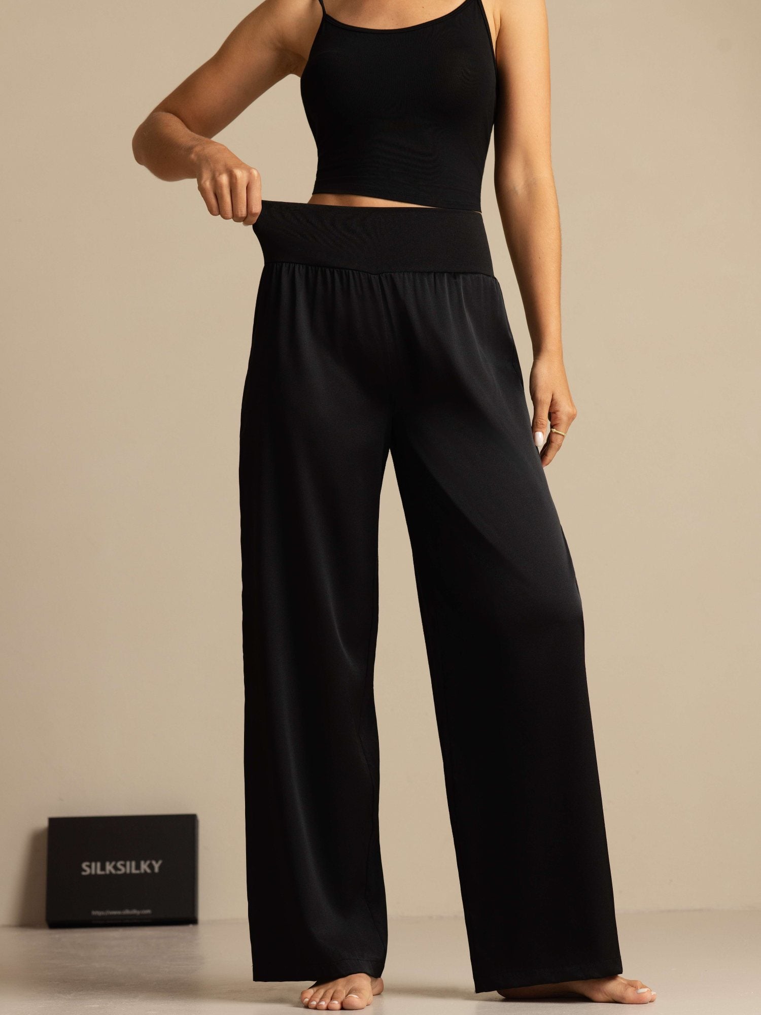 [Musta] SilkSilky-FI 19Momme Silkki Womens Pants 001