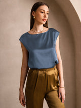 [Aito Petrooli] SilkSilky-FI Cap Sleeve Round Neck Naisten T-paita 003