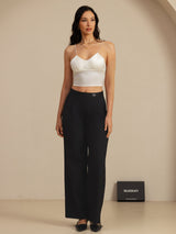 [Valkoinen] SilkSilky-FI Spaghetti Strap V Neck Camisole Top 008