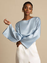 [Harmaansininen] SilkSilky-FI Long Sleeve Boat Neck Pusero 004