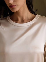 [Beige] SilkSilky-FI 3/4 Sleeve Round Neck Mekko 003