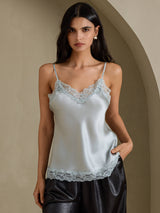 [Harmaansininen] SilkSilky-FI Spaghetti Strap V Neck Camisole Top 003