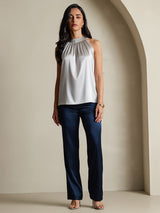 [Vaalean Harmaa] SilkSilky-FI Sleeveless Halterneck Naisten T-paita 006
