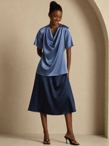 [Aito Petrooli] SilkSilky-FI Short Sleeve Cowl Neck Naisten Puserot 006