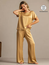 [Tan] SilkSilky-FI 19Momme Naisten Pyjamat 001