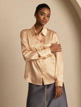 [Kukka] SilkSilky-FI Long Sleeve Lapel Collar Naisten paita 003