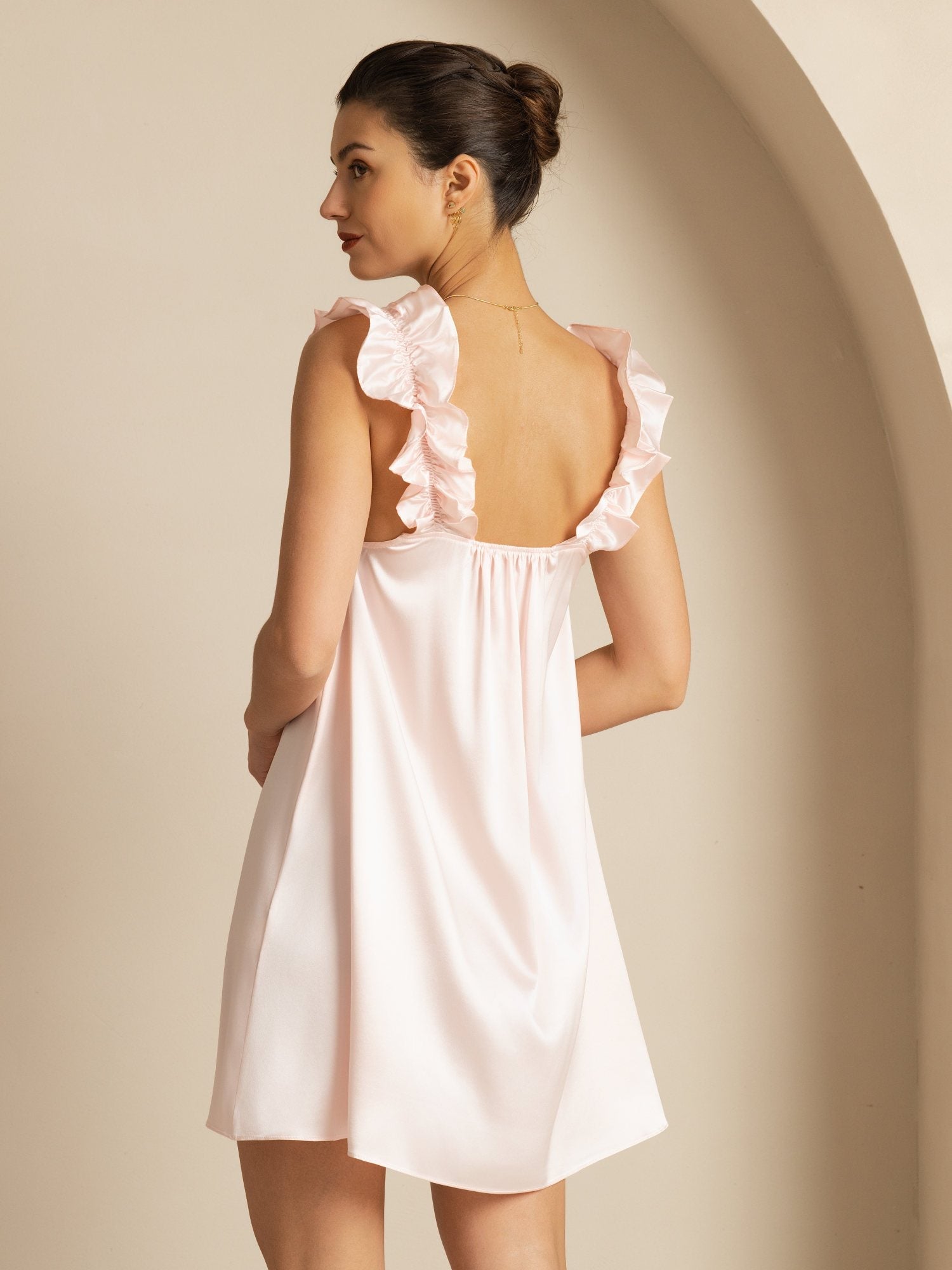 [Pinkki] SilkSilky-FI Sleeveless Square Neck Yöpaita 002