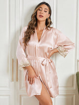 [Pinkki] SilkSilky-FI 3/4 Sleeve Naisten Aamutakki 004