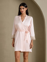 [Pinkki] SilkSilky-FI 3/4 Sleeve Naisten Aamutakki 001