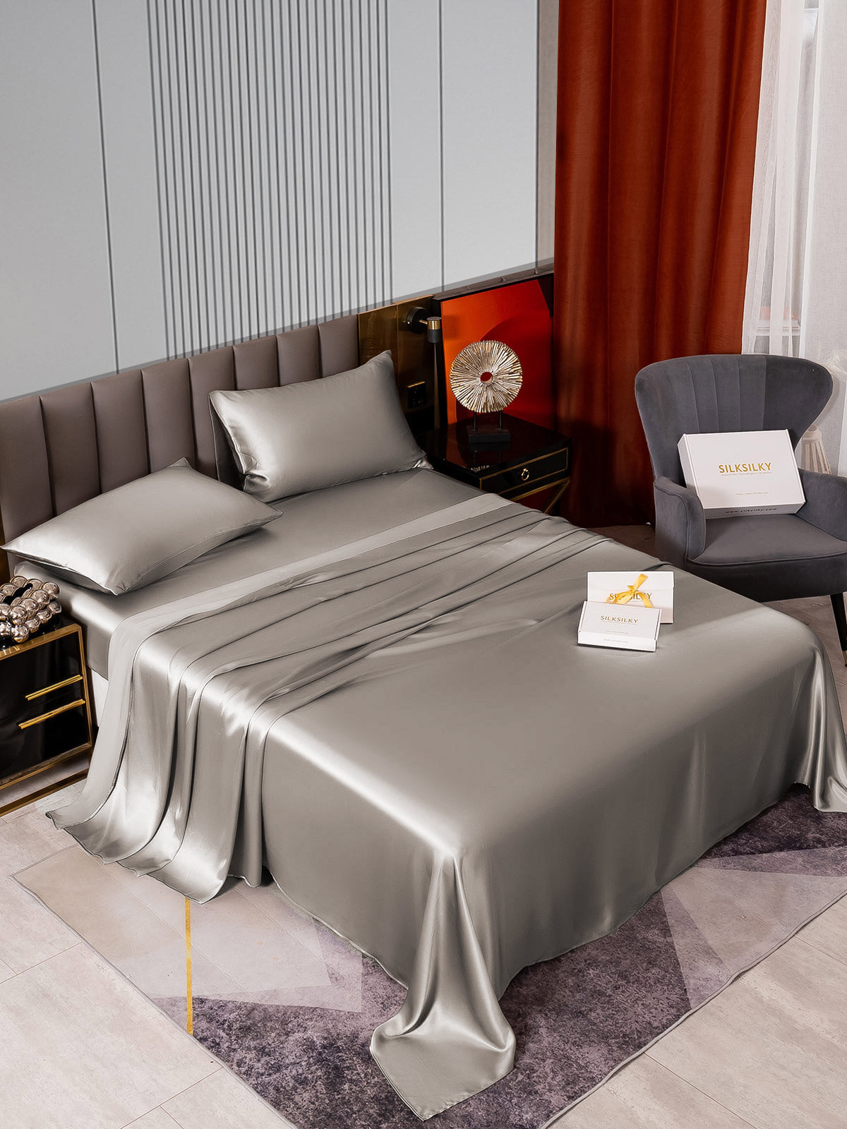 [Harmaa] SilkSilky-FI 22Momme Bedding Set 002