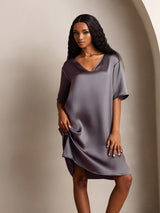 [Purppuranharmaa] SilkSilky-FI Half Sleeve V Neck Yöpaita 004