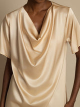 [Samppanja] SilkSilky-FI Short Sleeve Cowl Neck Naisten Puserot 004