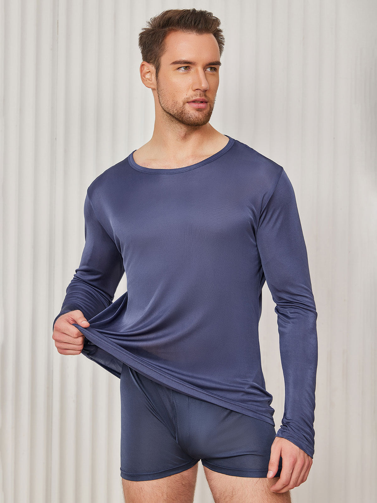 [Tummansininen] SilkSilky-FI Mens T-Shirt 001