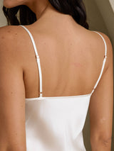 [Valkoinen] SilkSilky-FI Spaghetti Strap V Neck Yöpaita 005