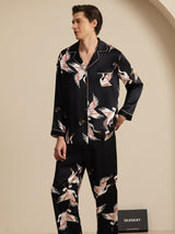 [Musta] SilkSilky-FI Long Sleeve Notkokaulus Miesten Pyjamat 003