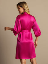 [Ruusunpunainen] SilkSilky-FI 3/4 Sleeve Naisten Aamutakki 002