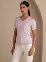 [Laventeli] SilkSilky-FI Short Sleeve V Neck Naisten T-paita 003