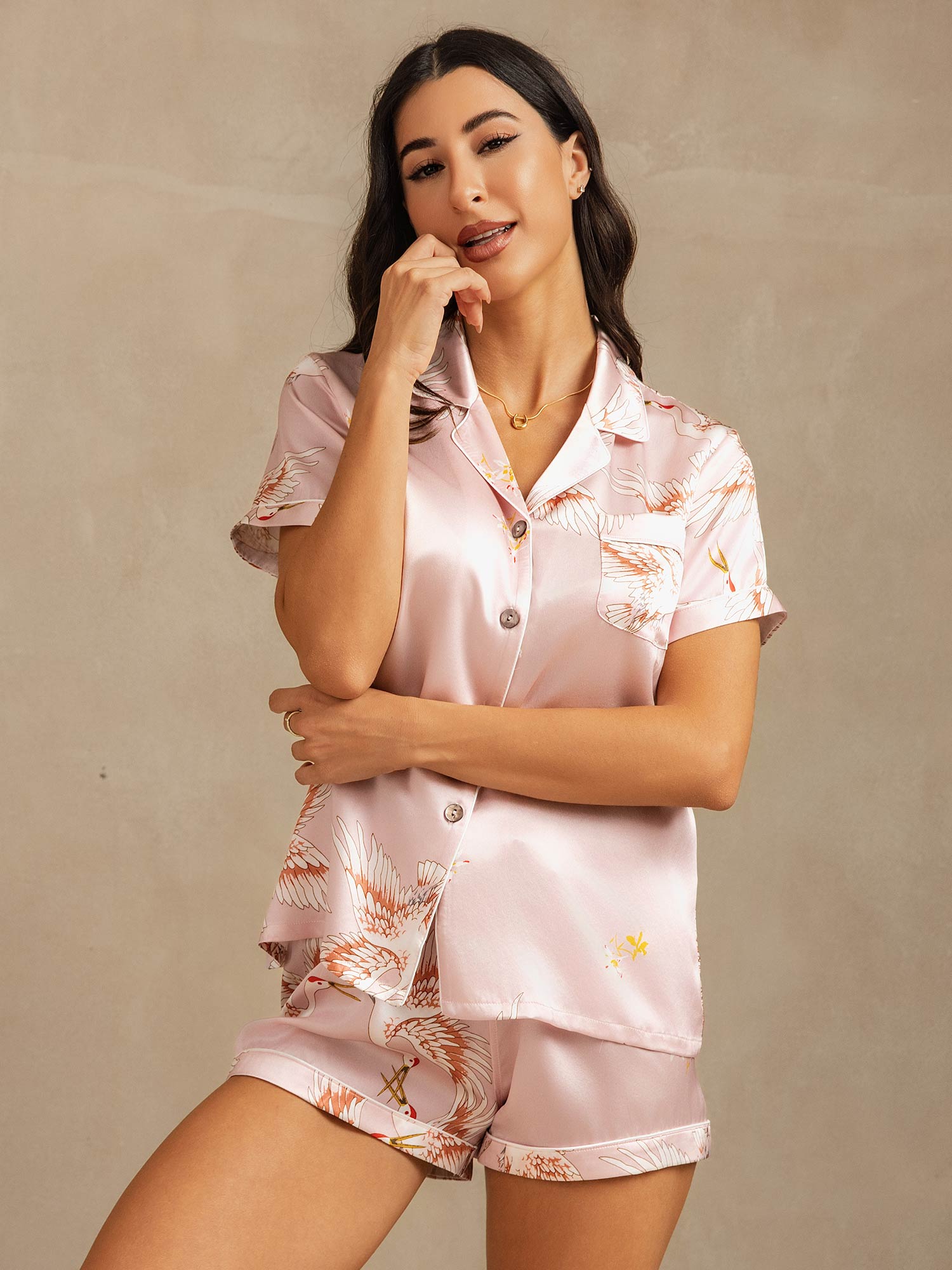 [Pinkki] SilkSilky-FI 19Momme Womens Pajamas 003,