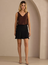 [Kahvi] SilkSilky-FI Sleeveless V Neck Camisole Top 006