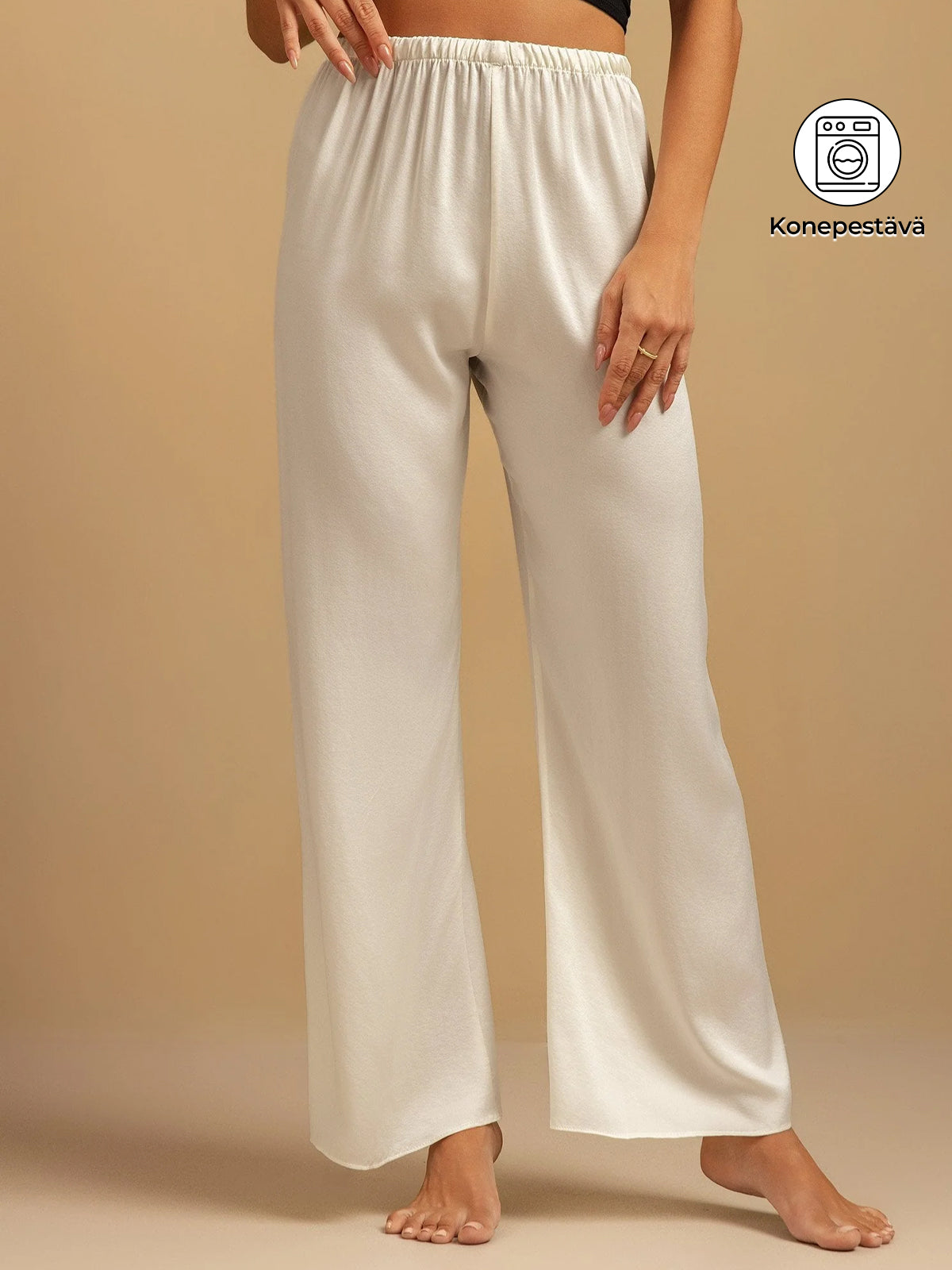 [Valkoinen] SilkSilky-FI 19Momme Womens Sleep Bottoms 001