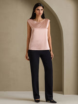 [Toscana] SilkSilky-FI Cap Sleeve Round Neck Naisten T-paita 006