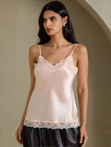 [Pinkki] SilkSilky-FI Spaghetti Strap V Neck Camisole Top 001