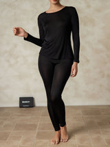 [Musta] SilkSilky-FI Long Sleeve Round Neck Naisten Pitkät Alusvaatteet 003