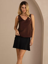 [Kahvi] SilkSilky-FI Sleeveless V Neck Camisole Top 005