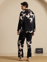[Musta] SilkSilky-FI Long Sleeve Notkokaulus Miesten Pyjamat 002