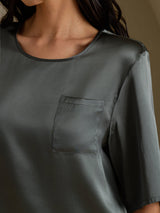 [Tumman Harmaa] SilkSilky-FI Half Sleeve Naisten T-paita 004