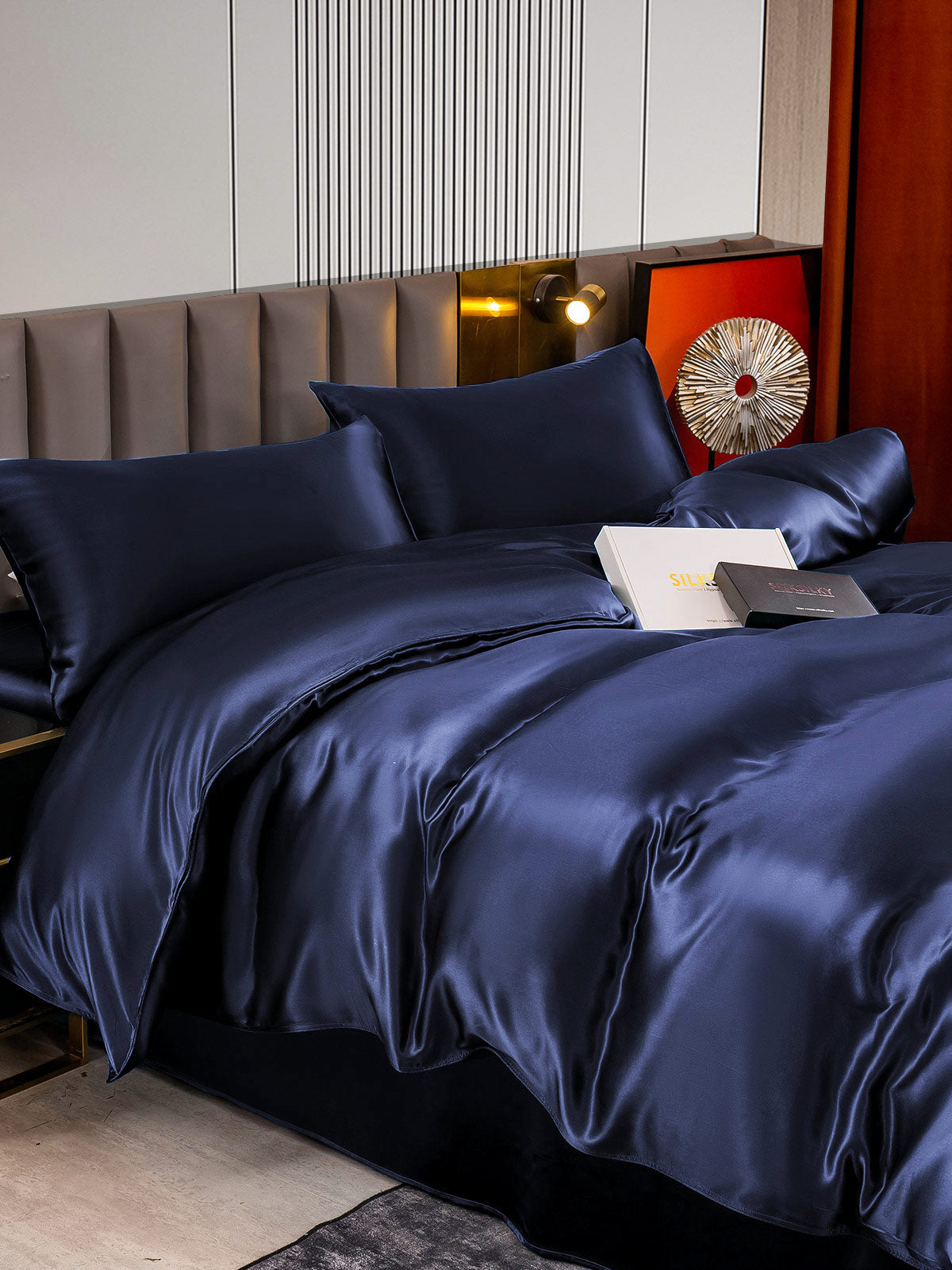 [Tummansininen] SilkSilky-FI 22Momme Bedding Set 005