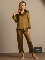 [Ruskea] SilkSilky-FI Long Sleeve Notkokaulus Naisten Pyjamat 004