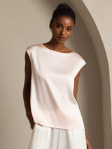 [Pinkki] SilkSilky-FI Cap Sleeve Round Neck Naisten T-paita 001