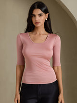 [Kamee Ruusu] SilkSilky-FI Half Sleeve Naisten T-paita 001