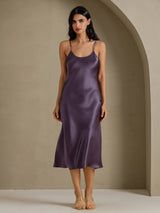 [Purppuranharmaa] SilkSilky-FI Spaghetti Strap V Neck Yöpaita 001