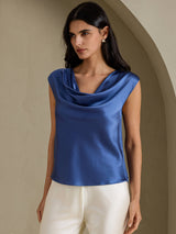 [Aito Petrooli] SilkSilky-FI Cap Sleeve Cowl Neck Naisten T-paita 005