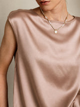[Toscana] SilkSilky-FI Cap Sleeve Round Neck Naisten T-paita 004