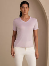 [Laventeli] SilkSilky-FI Short Sleeve V Neck Naisten T-paita 001