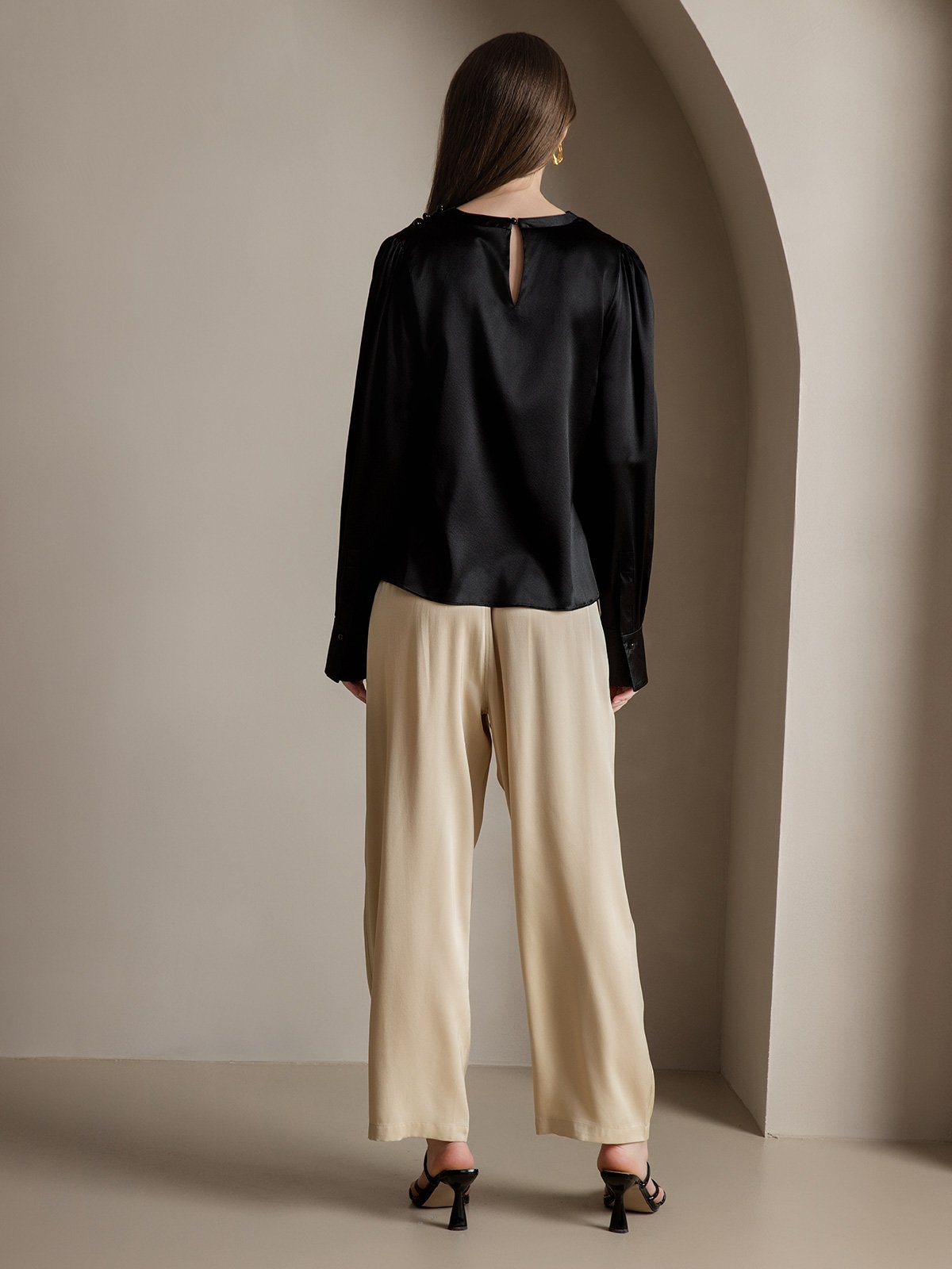 [Musta] SilkSilky-FI 19Momme Womens Shirt 002
