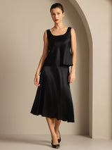 [Musta] SilkSilky-FI 19Momme Hihaton Syvä Pyöreä Pääntie Camisole Top 003