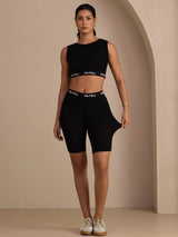 [Musta] SilkSilky-FI Sleeveless Crew Neck Women's Outfit Sets 008