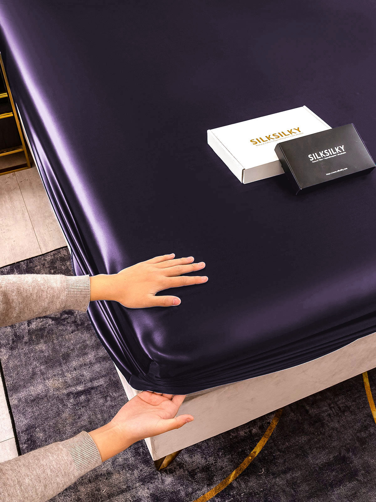 [Tumma Violetti] SilkSilky-FI 22Momme Sheet 006,