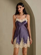 [Purppuranharmaa] SilkSilky-FI Spaghetti Strap V Neck Yöpaita 003