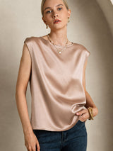 [Toscana] SilkSilky-FI Cap Sleeve Round Neck Naisten T-paita 003