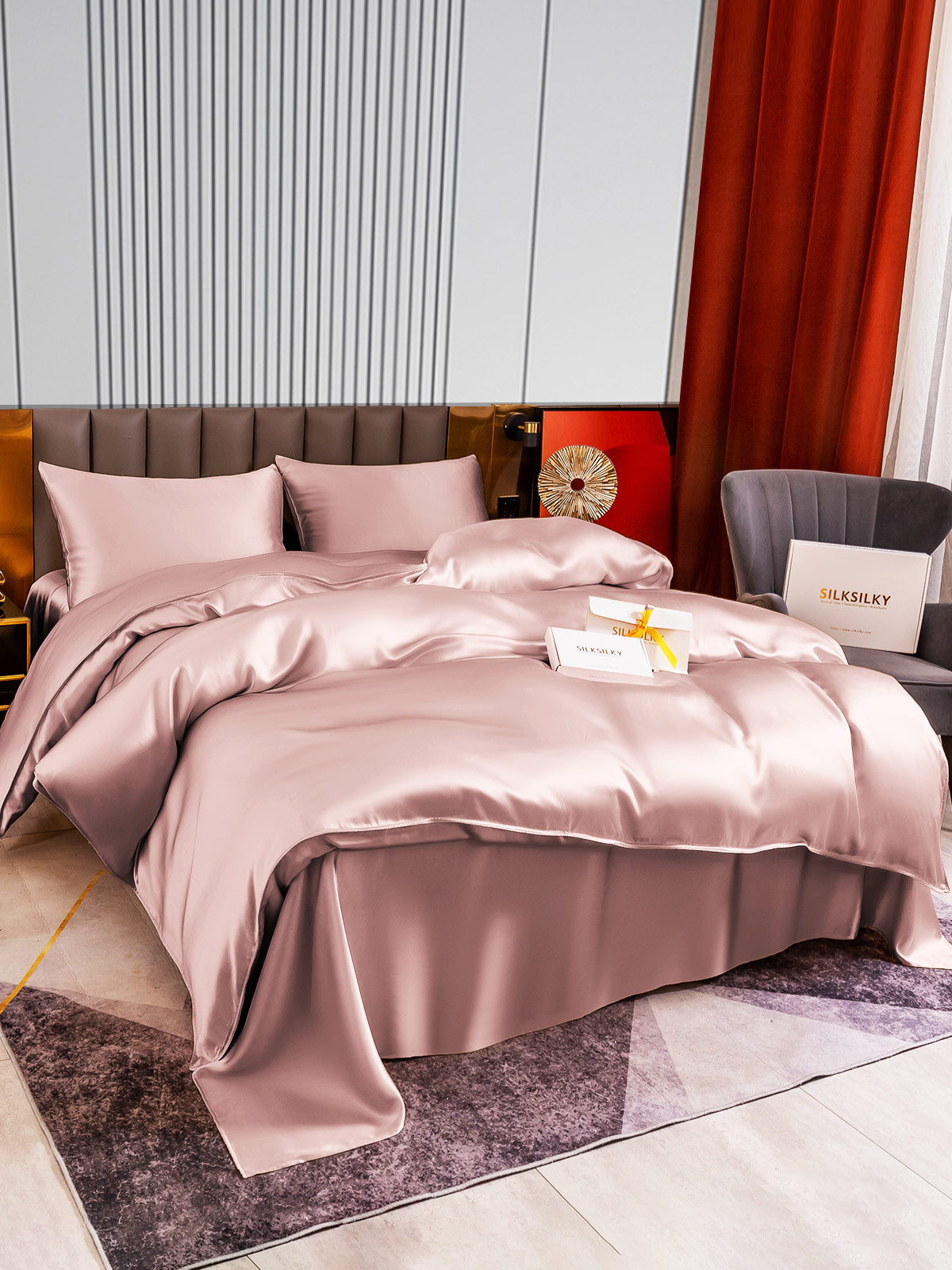 [Vaalean Mauve] SilkSilky-FI 22Momme Bedding Set 004