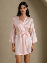 [Vaalea Pinkki] SilkSilky-FI 3/4 Sleeve Naisten Aamutakki 001