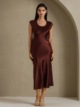 [Kahvi] SilkSilky-FI Cap Sleeve Mekko 001