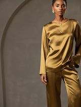 [Ruskea] SilkSilky-FI Long Sleeve Boat Neck Pusero 005